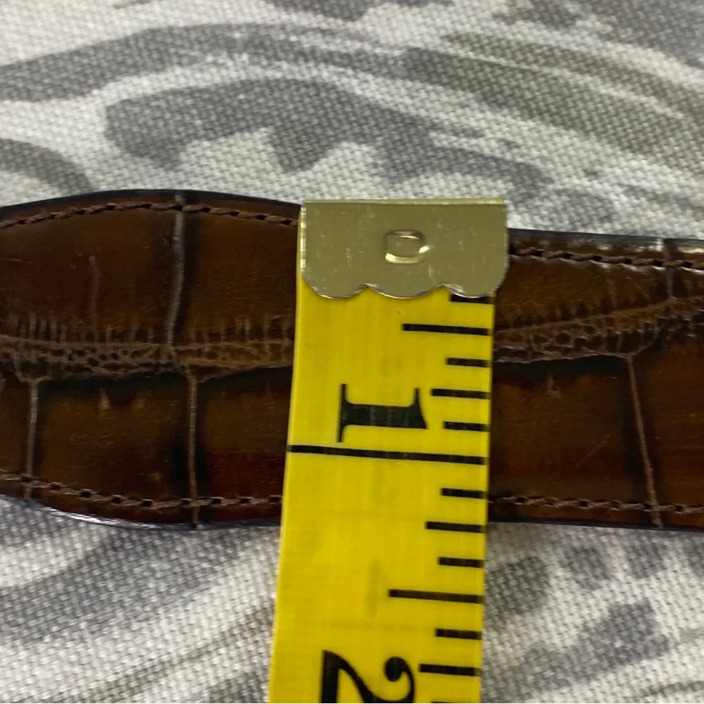 VTG FOSSIL LEATHER CROCO-EMBOSSED‎ WESTERN BELT, ORNATE CONCHOS & BUCKLE, M/L